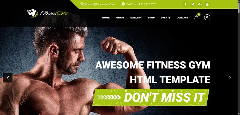 gym website design